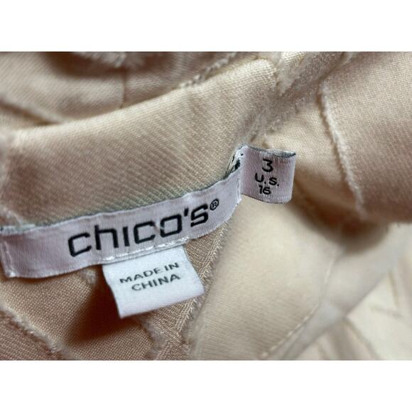 Chico’s Textured Blazer Jacket Womens Size 3 US 16 Natural Cream Cotton Casual - Picture 3 of 7